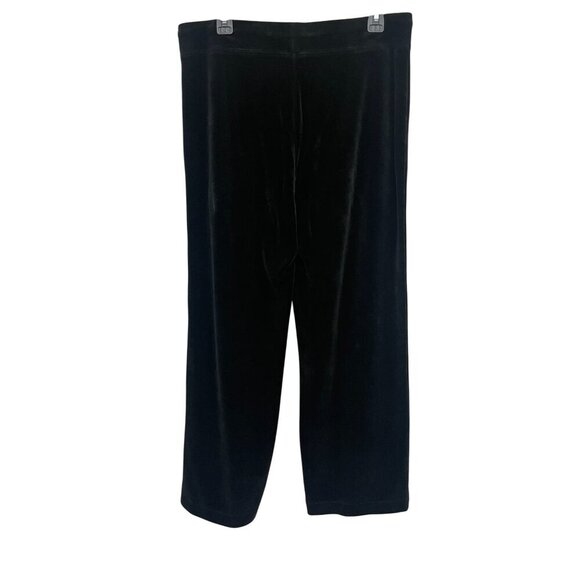 Talbots Black Velour Wide-Leg Drawstring Waist Casual Lounge Pants Size Large - Picture 3 of 4